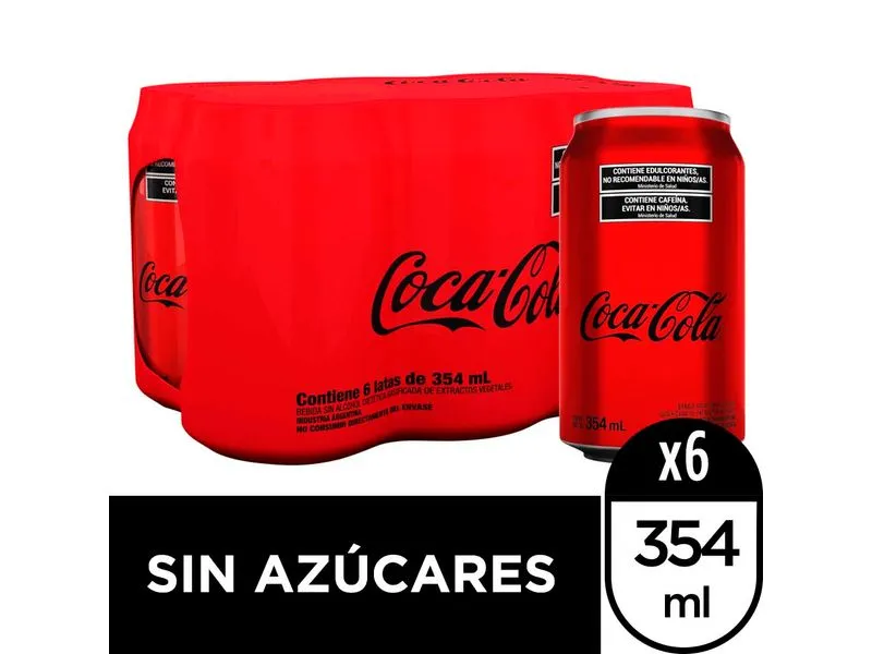 SIX LATA COCA COLA ZERO 354ml x6