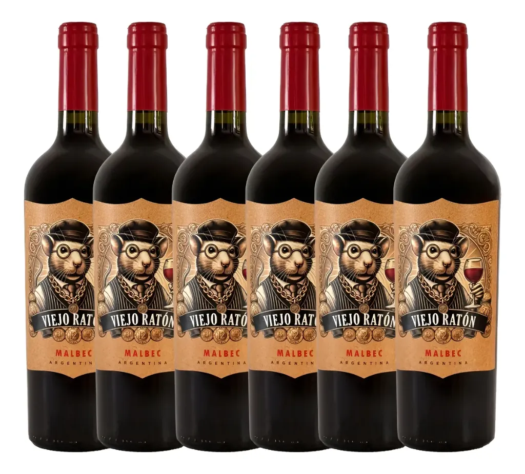 CAJA VINO VIEJO RATON x6